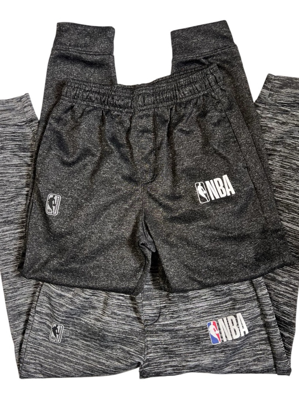 NBA Boys Jogger Pants Bundle Size M (10/12) Black & Gray Athletic Set (2)